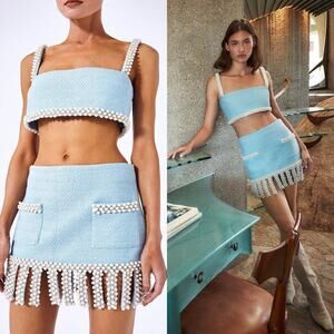 Alexis Ronja Pearl Embellished Top NWT Tiffany Blue Size XS